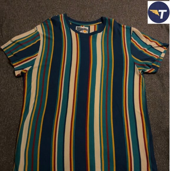San Francisco Colorful Striped T-Shirt Mens - Picture 1 of 3